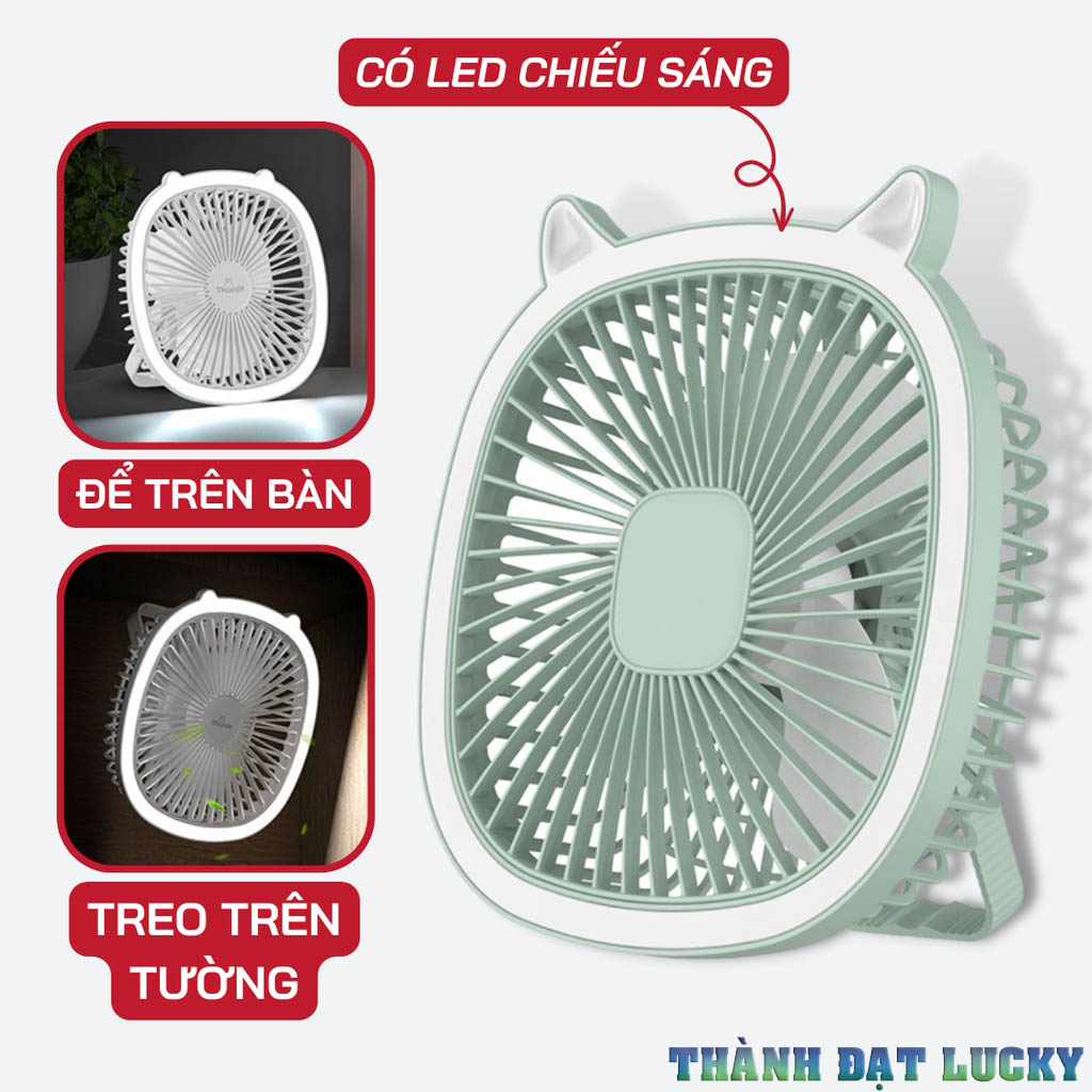Quạt tích điện Upupin quạt treo tường usb quạt để bàn mini sạc điện có đèn led