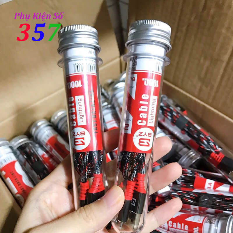Cáp sạc nhanh BYZ BL690 dạng ống nghiệm dây dù cổng ip & android