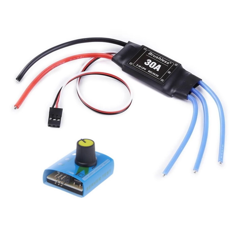 Combo ESC 30A Kèm Test Servo Điều Tốc Cho Động Cơ Chế Quạt Brushless Không Chổi Than
