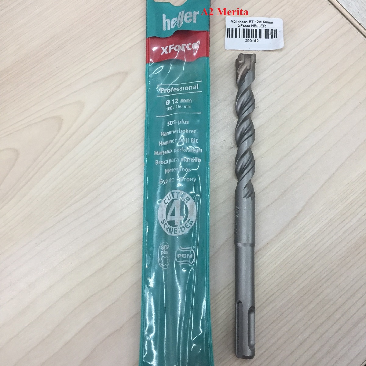 Mũi khoan bê tông heller 4 ngạnh 12x100/160mm - sds plus 290142