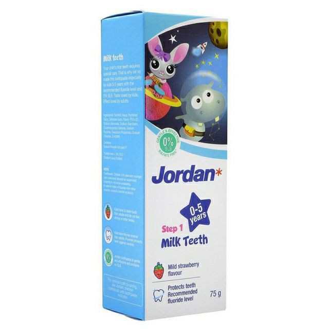 Kem đánh răng em bé jordan milk teeth step 1
