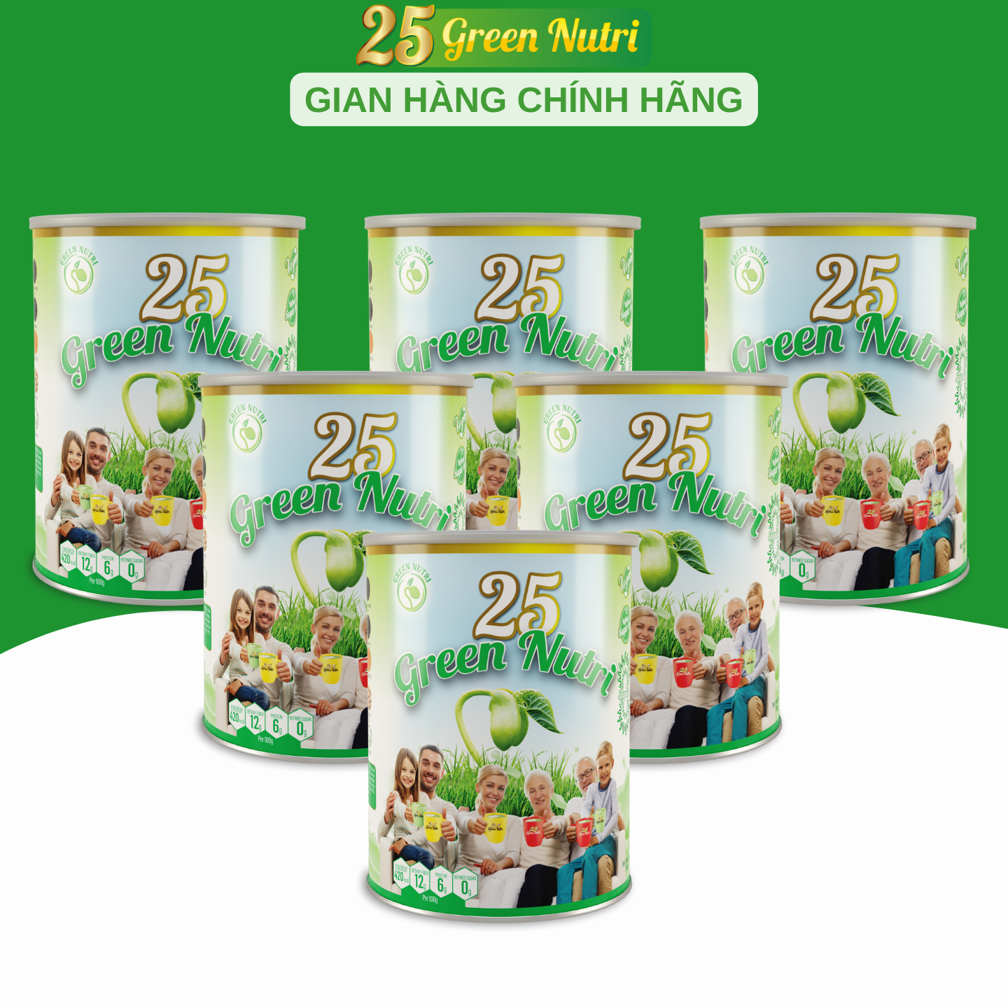 Combo 6 lon sữa hạt ngũ cốc 25 green nutri lon 750gr