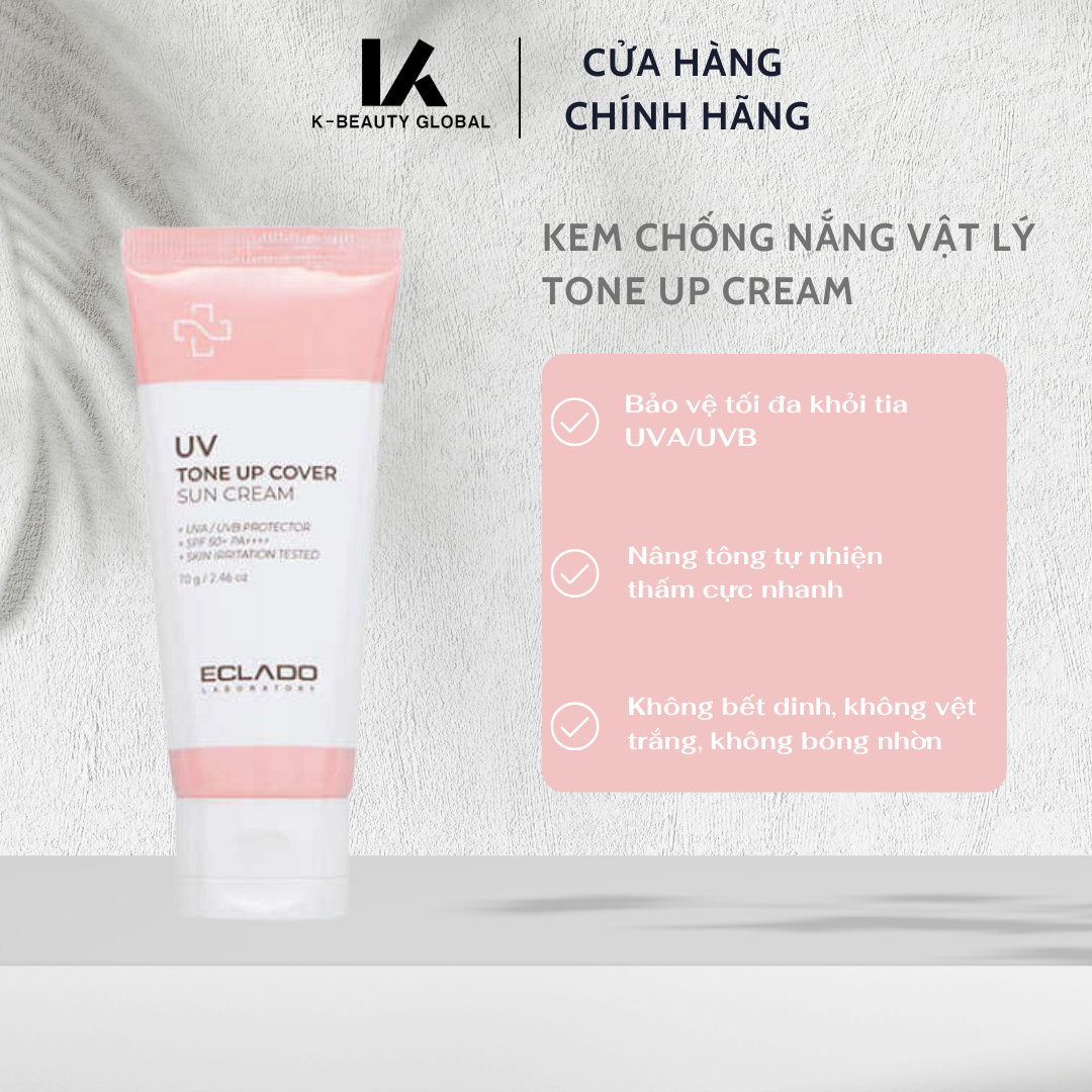 Kem chống nắng vật lý nâng tông - Eclado UV Tone Up Cover Sun Cream SPF50+ PA++++ 70g