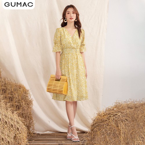 Đầm hoa eo nhún gumac da1029 - size m