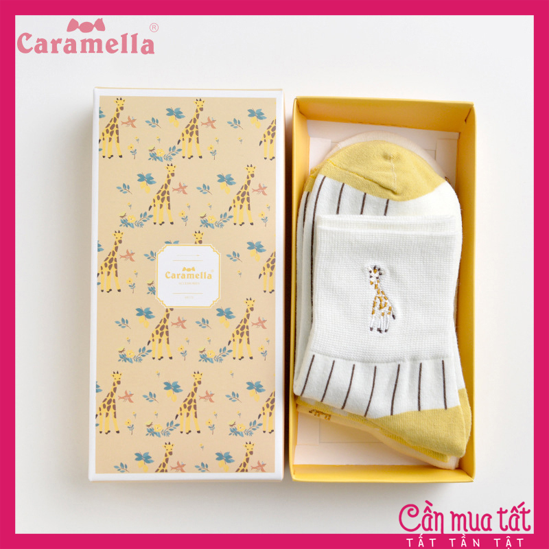 Tất Nữ Caramella Cao Cấp Set 3 Đôi Chủ Đề Hươu Vàng
