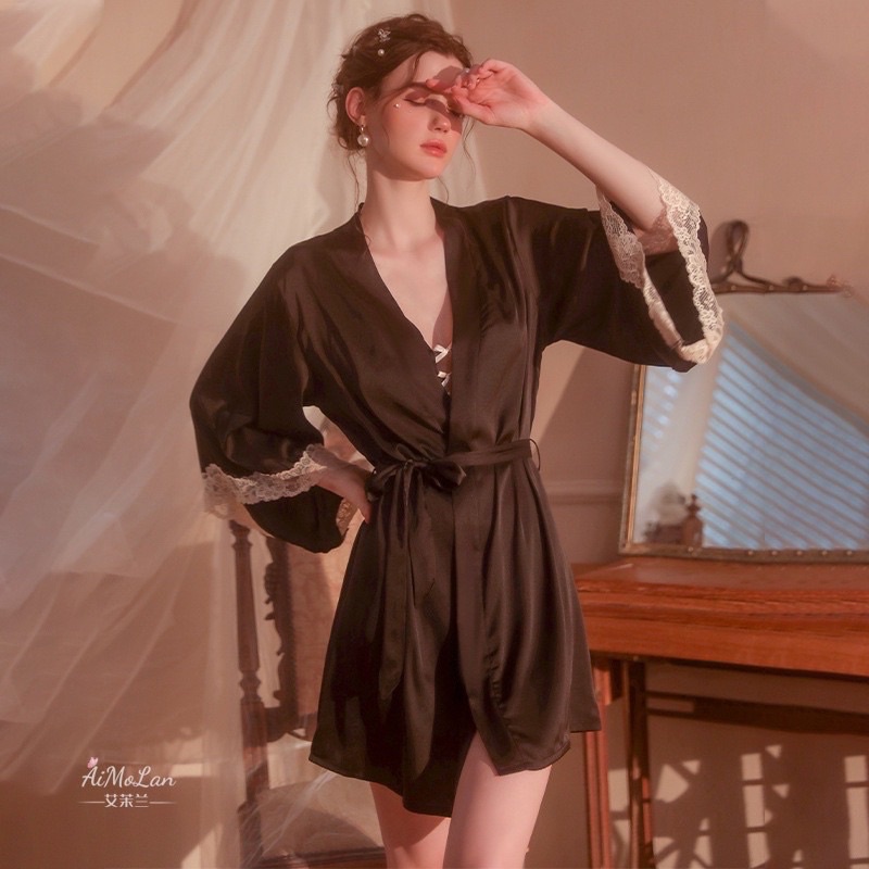 Áo choàng ngủ lụa cao cấp sexy quyến rũ gợi cảm
