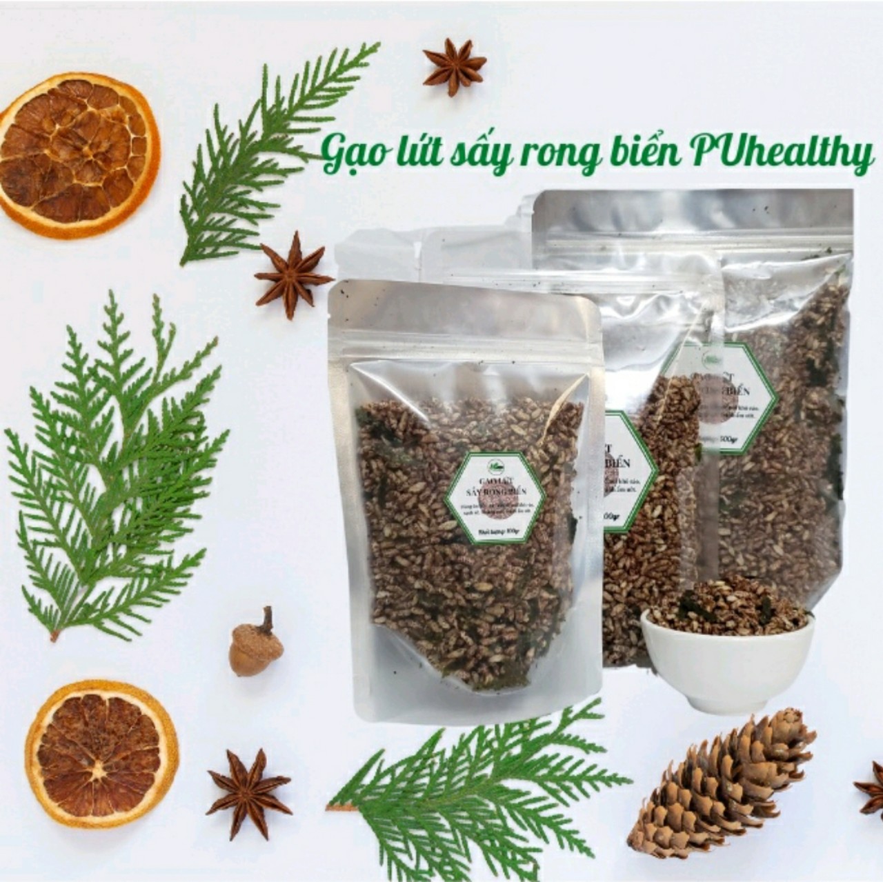 Gạo lứt sấy rong biển Đồ ăn vặt dinh dưỡng hữu cơ giảm cân ăn kiêng  ăn chay eatclean healthy