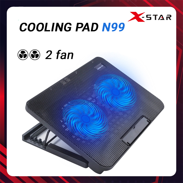 Đế tản nhiệt laptop cooling pad n99 2 quạt giá rẻ cho laptop 10 - 15 inch