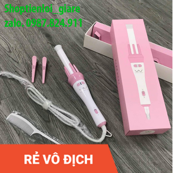 Máy Uốn Tóc ViVi MiNi Tự Động, máy làm xoăn tóc tự động, lược điện tiện lợi (Trắng hồng)
