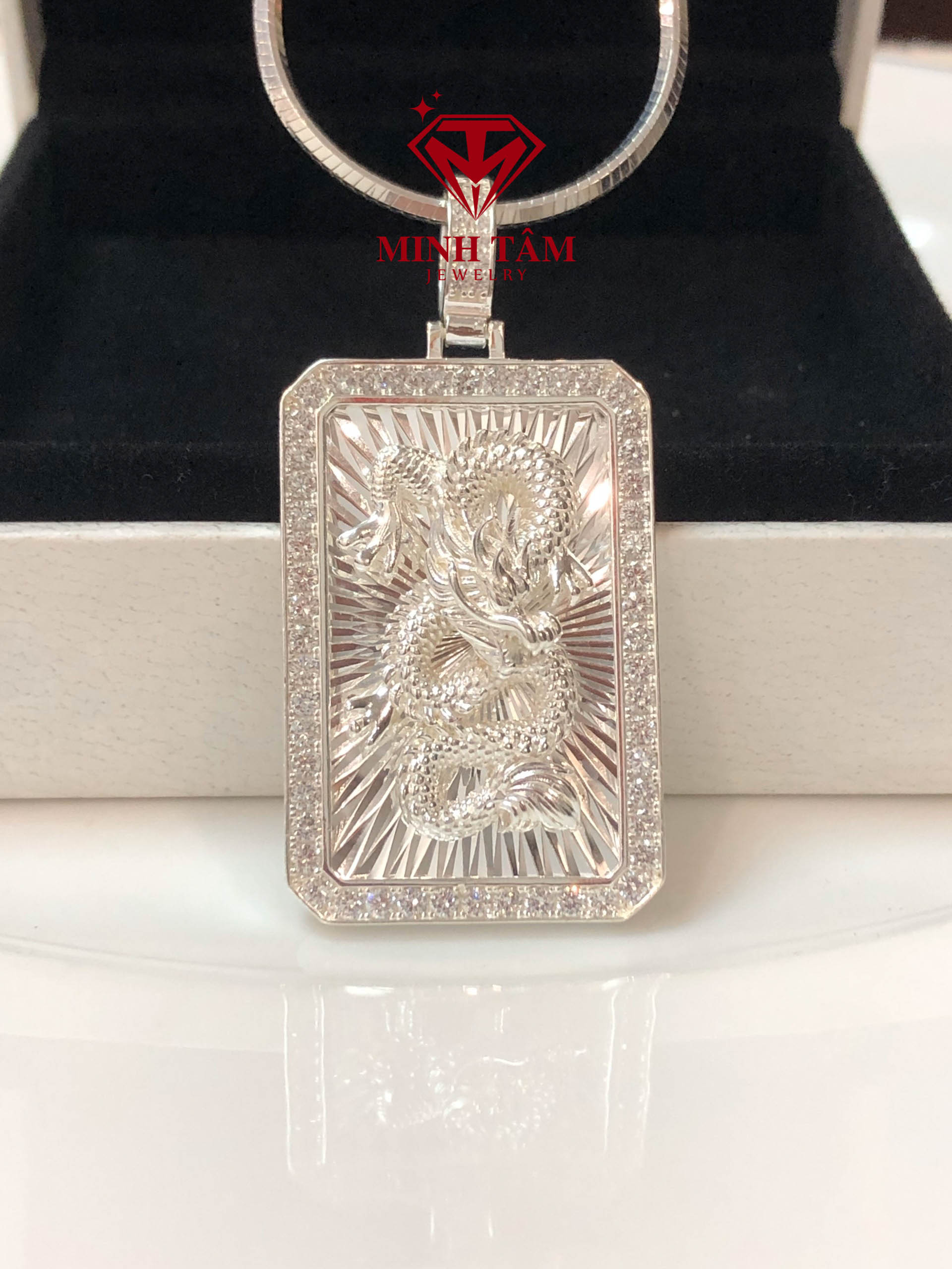 Mặt dây chuyền bạc ta hình rồng cho nam-Minh Tâm Jewelry