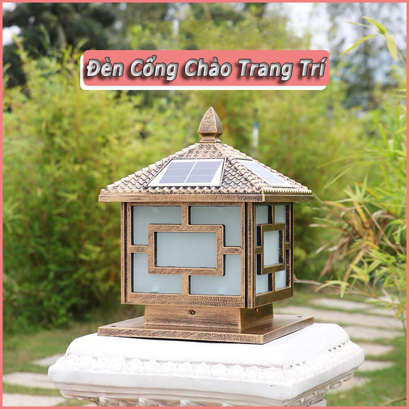 (Đèn trụ cổng) Mẫu đèn trang trí ngoài trời D300 mái xưa. Đèn trang trí ngoài trời, trụ cổng, hàng rào...