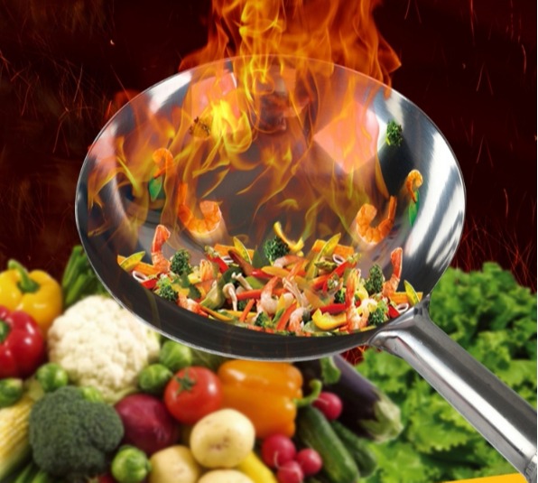 Chảo thép màu trắng chống dính có tay cầm