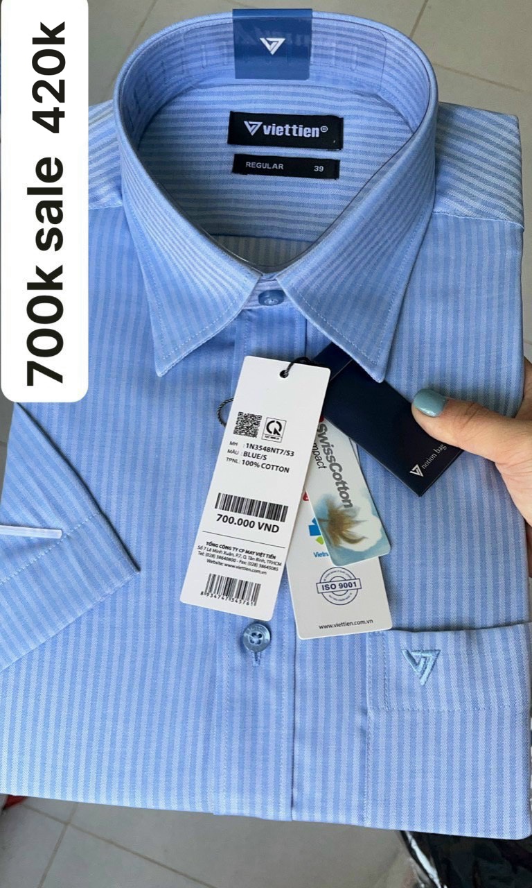 Việt tiến áo sơ mi ngắn tay cao cấp giá mác 700k sale 420k - tết xả kho thu hồi vốn