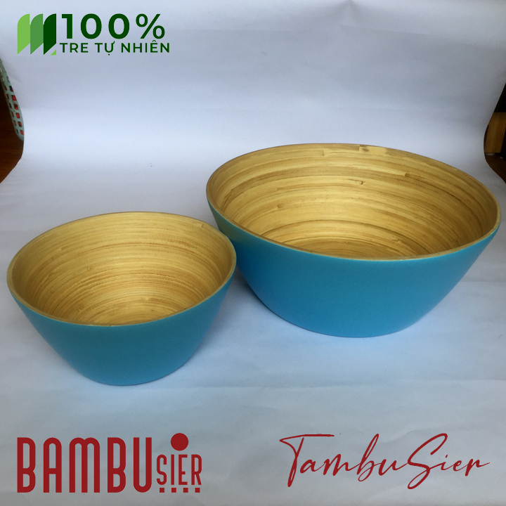 Bộ chậu ngâm chân + chậu ngâm tay cho tiệm Spa, Nail chất liệu 100% tre tự nhiên - Ice Blue