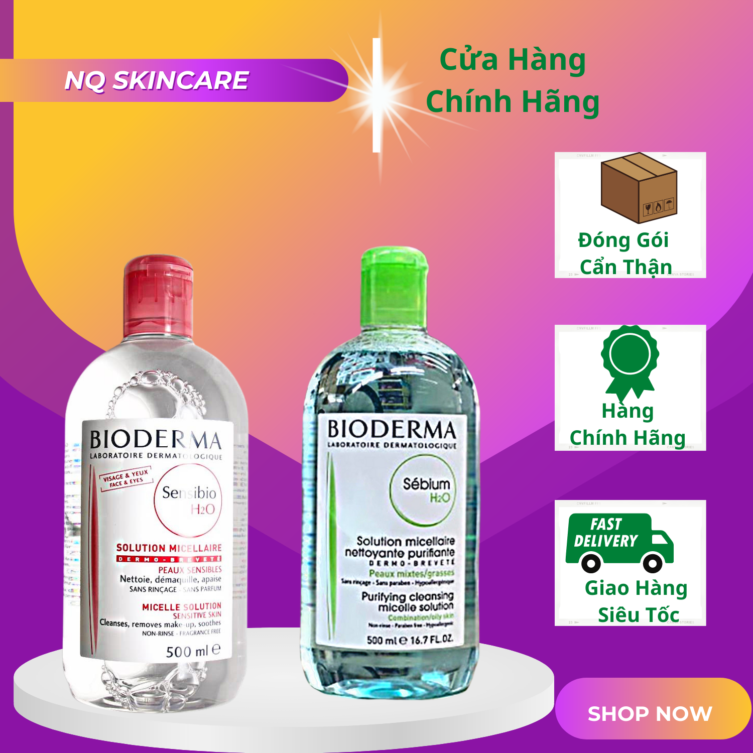 Nước tẩy trang dành cho da nhạy cảm bioderma 500ml