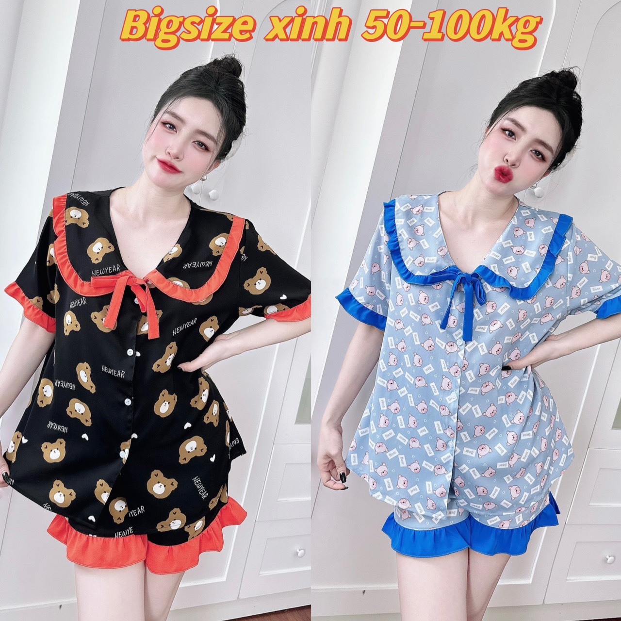 Đồ bộ bigsize đùi lụa mango 50-110kg bộ ngủ nữa mặc nhà thoải mái