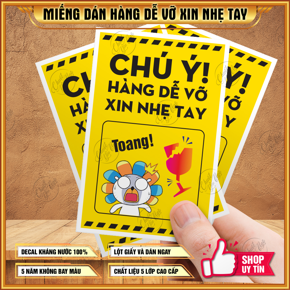 Combo 100 tem dán chú ý hàng dễ vỡ xin nhẹ tay