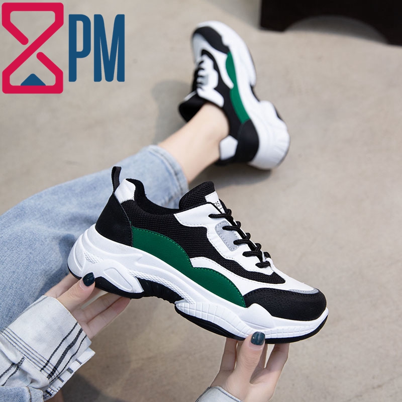 [HCM]Giày Nữ Sneaker Phong Cách Mới Đế Độn Nguyên Khối Có Họa Tiết Phản Quang Cá Tính Cho Nữ G2909