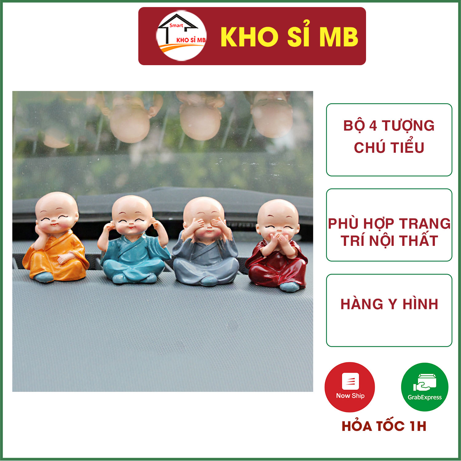 Bộ tượng 4 chú tiểu tứ không - bộ tượng trang trí - kho sỉ mb