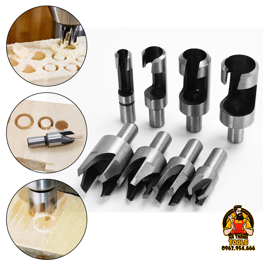 Bộ 8 mũi khoan lấy nút gỗ, lấy chốt gỗ - mũi khoan gỗ