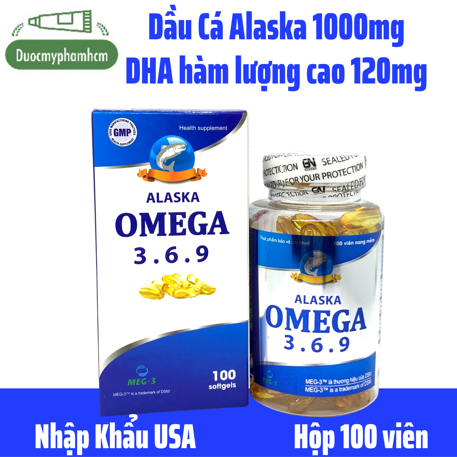 Dầu cá Alaska Omega 3.6.9 Germany - Giúp bổ não, bổ mắt, đẹp da, tăng cường thị lực, sáng mắt, Hộp 100 viên