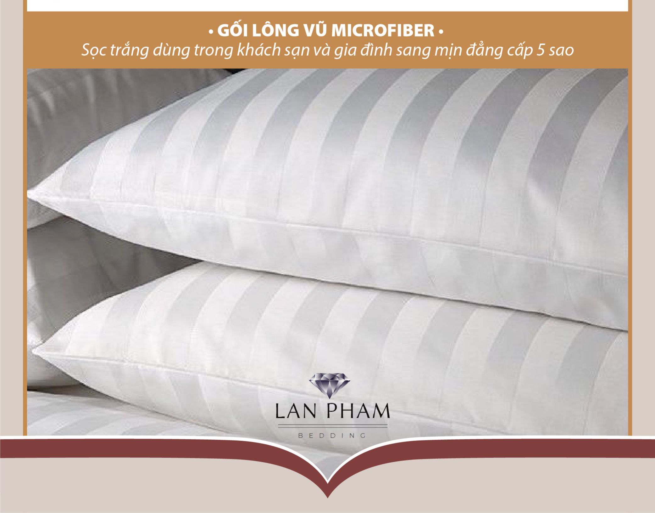 [ĐỘC QUYỀN] Ruột Gối Lông Vũ Microfiber Lan Pham Bedding Nguyên Chất Mềm Mịn Sang Trọng Cao cấp 5 Sao Đủ Kích Thước