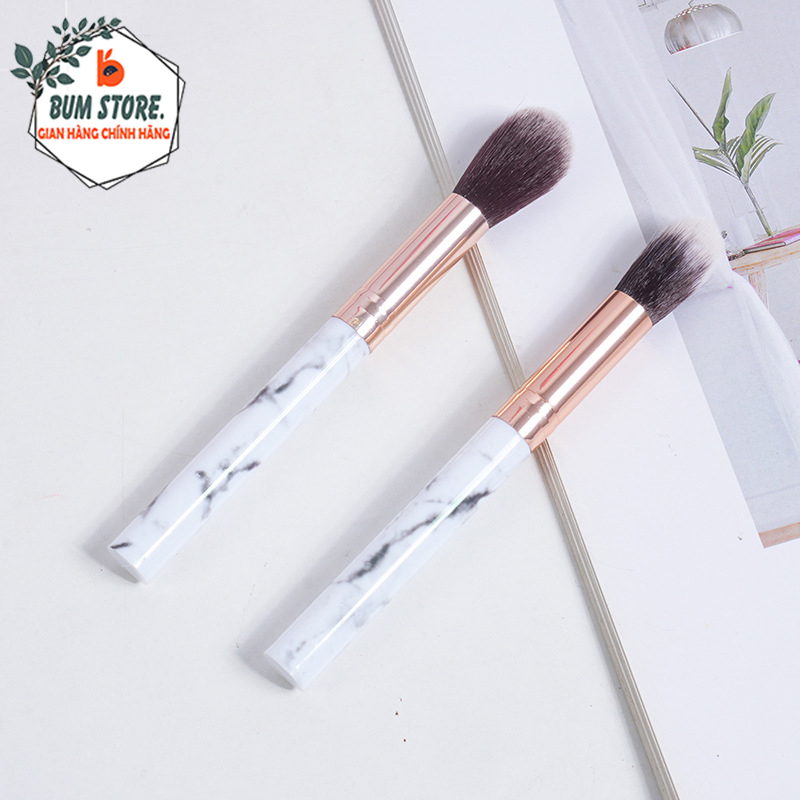 Cây Cọ Phủ Phấn Tán Nền Lông Mềm Mại Phủ Vân Đá Trắng, Cọ Đánh Phấn Má Hồng Bắt Sáng Không Gây Kích Ứng Dễ Sử Dụng