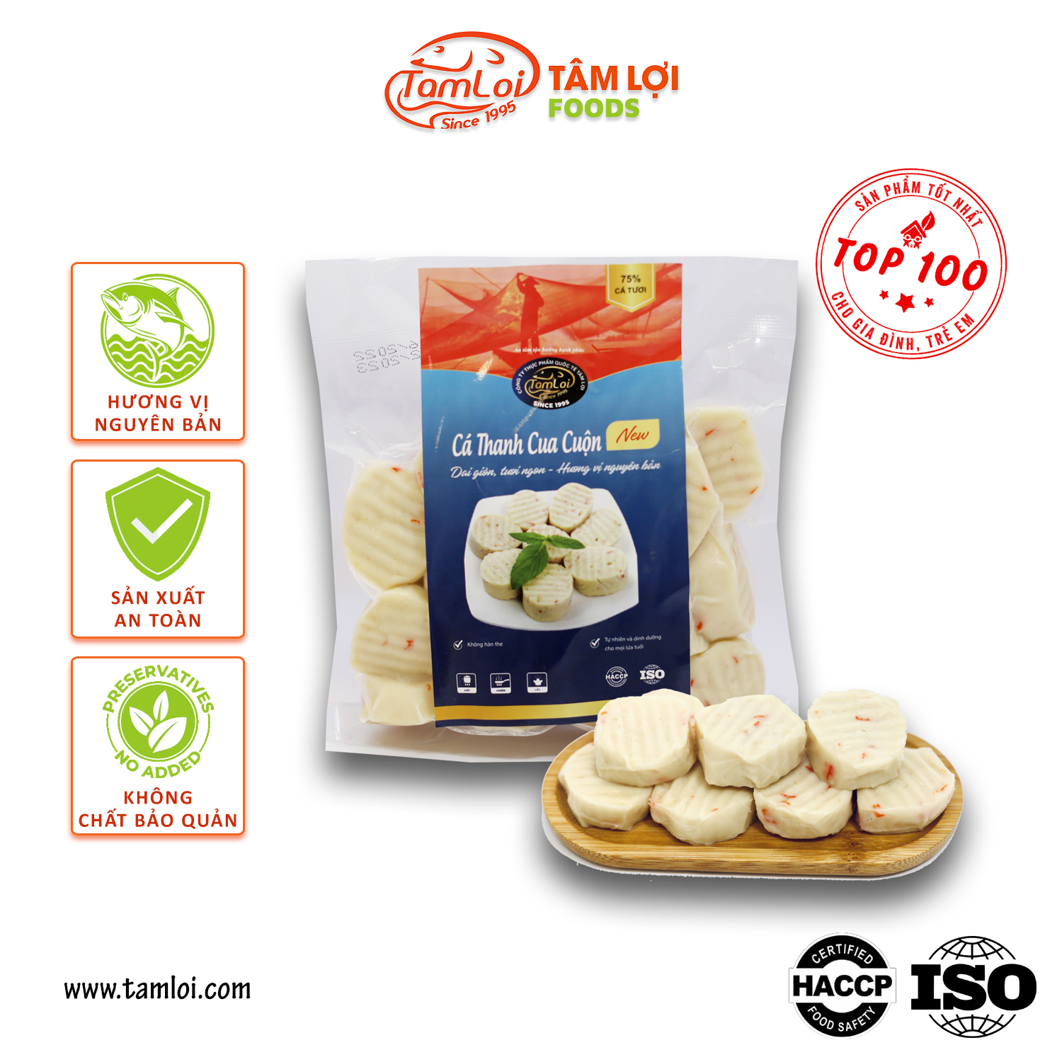 Viên thả lẩu - cá thanh cua cuộn tâm lợi, loại cao cấp - 200 gram - 500 gram