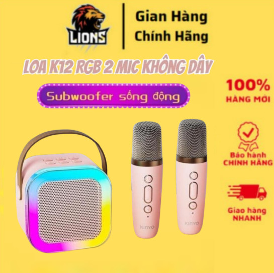 Loa bluetooth k12 không dây mini kèm 2 micro thiết kế nhỏ gọn tiện dụng
