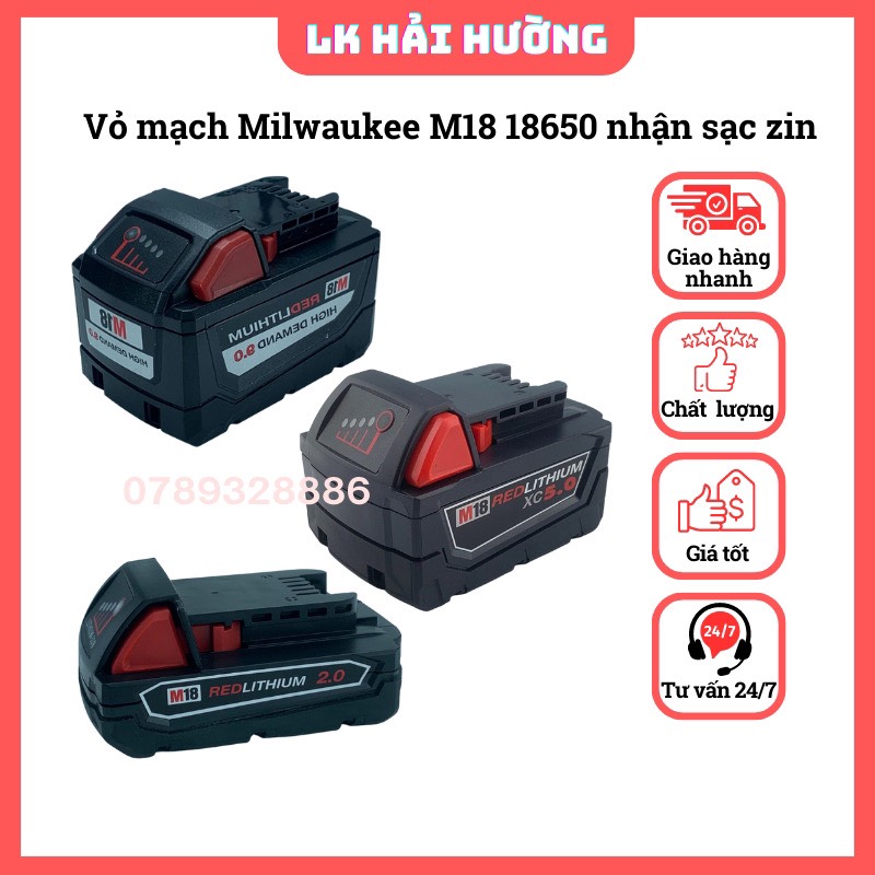 Vỏ mạch milwaukee m18 5s 18v 18650, nhận sạc zin