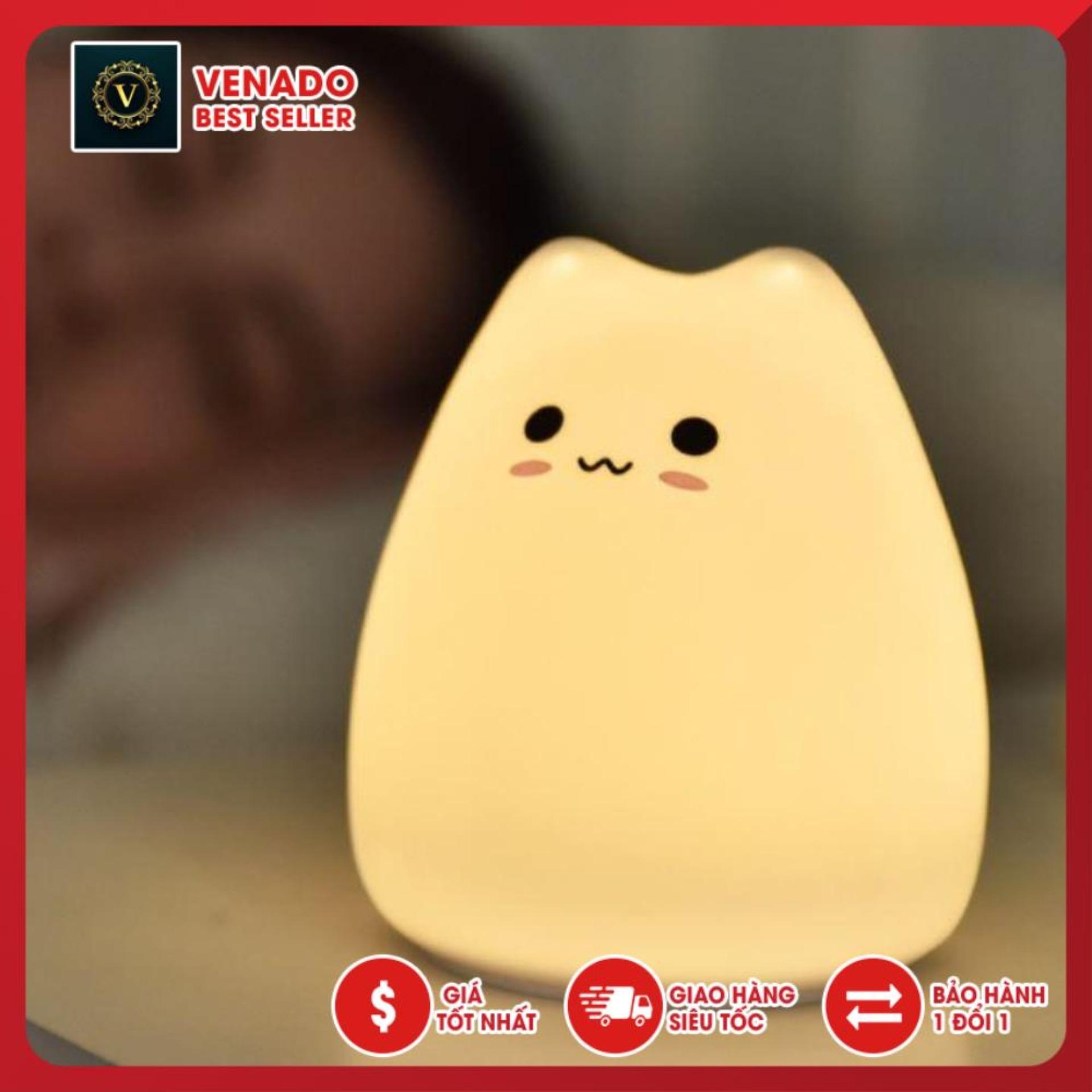 Đèn ngủ mini silicon hình mèo Cute cho phòng trẻ em, đèn ngủ silicon cảm ứng giắc cắm usb