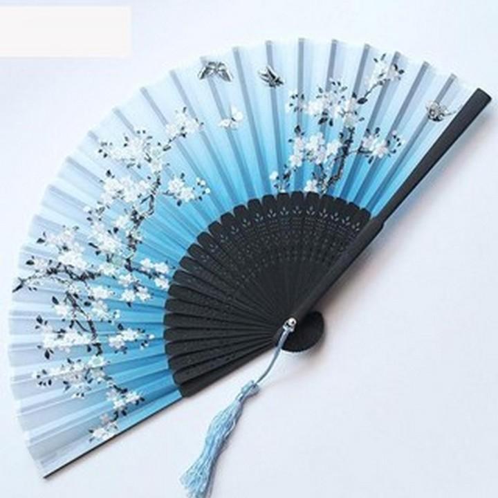 Quạt cổ trang dây tuyến bản lụa 50 - 14 mẫu đồ cổ trang trung quốc cầm tay lụa xinh quà tặng coslpay