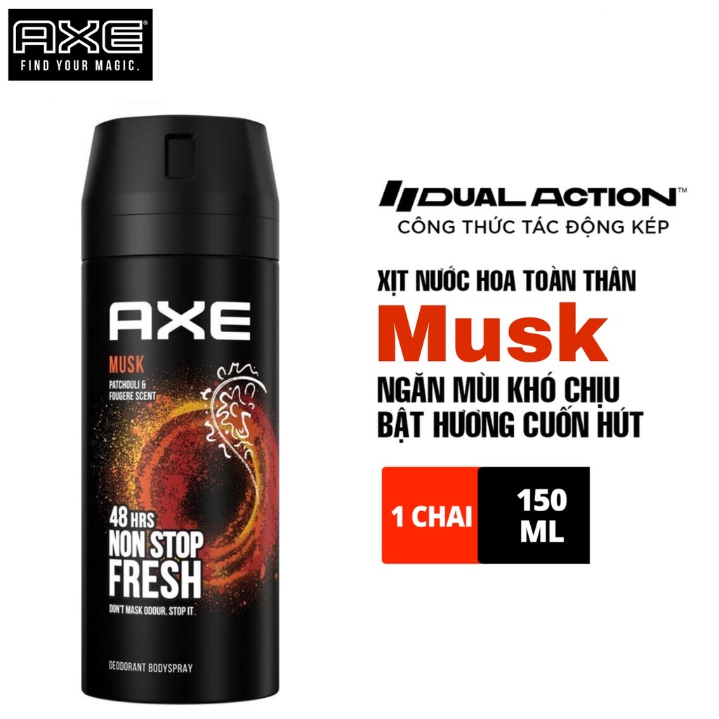 HOÀN TIỀN 15% - Combo 2 Chai xịt Khử Mùi AXE 150ml - hàng nhập khẩu