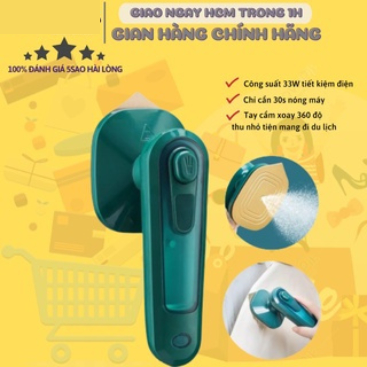Bàn ủi hơi nước mini, Bàn là hơi nước cầm tay mini, bàn là điện quần áo công suất 33W, Bàn ủi mini du lịch thiết kế nhỏ gọn ủi đứng ủi nằm dễ dàng, bàn ủi hoi nước cầm tay, bàn ủi mini du lịch, bàn ủi hơi nước