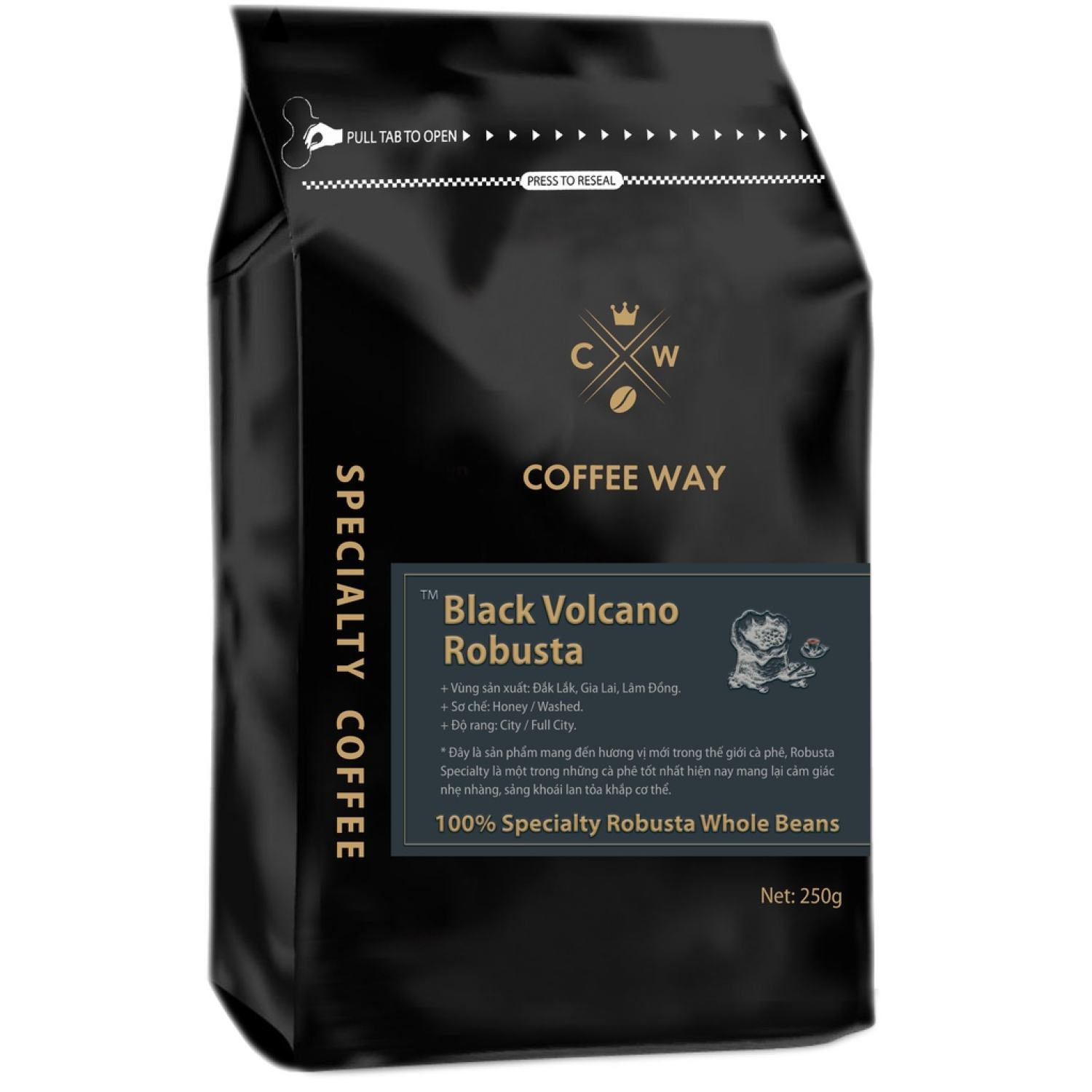 Cà phê ngon Robusta Đặc Biệt - Coffee Way - Black Volcano Robusta.