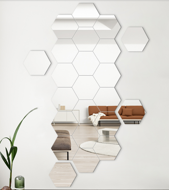 [HÀNG HOTTREND] Gương Dán Tường 3D Hình Lục Giác Decal Dán Tường , Gương Dẻo Dán Tường Trang Trí Tự Dính Tường Cho Phòng Khách Phòng Ngủ Gương Acrylic Dán Tường , Gương Decor Lục Giác