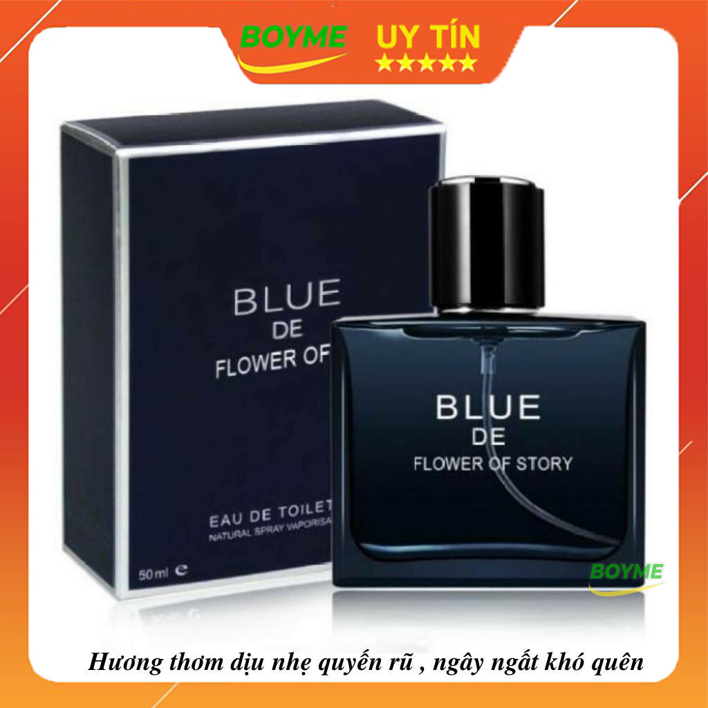 Nước Hoa Nam Cao Cấp Thơm Lâu Chính Hãng Blue De Flower Of Story, Mùi Hương Nam Tính, Thiết Kế Tinh Tế, Sang Trọng, Hương Thơm Quý Phái, Thu Hút Mọi Ánh Nhìn, Thể Tích 50ml
