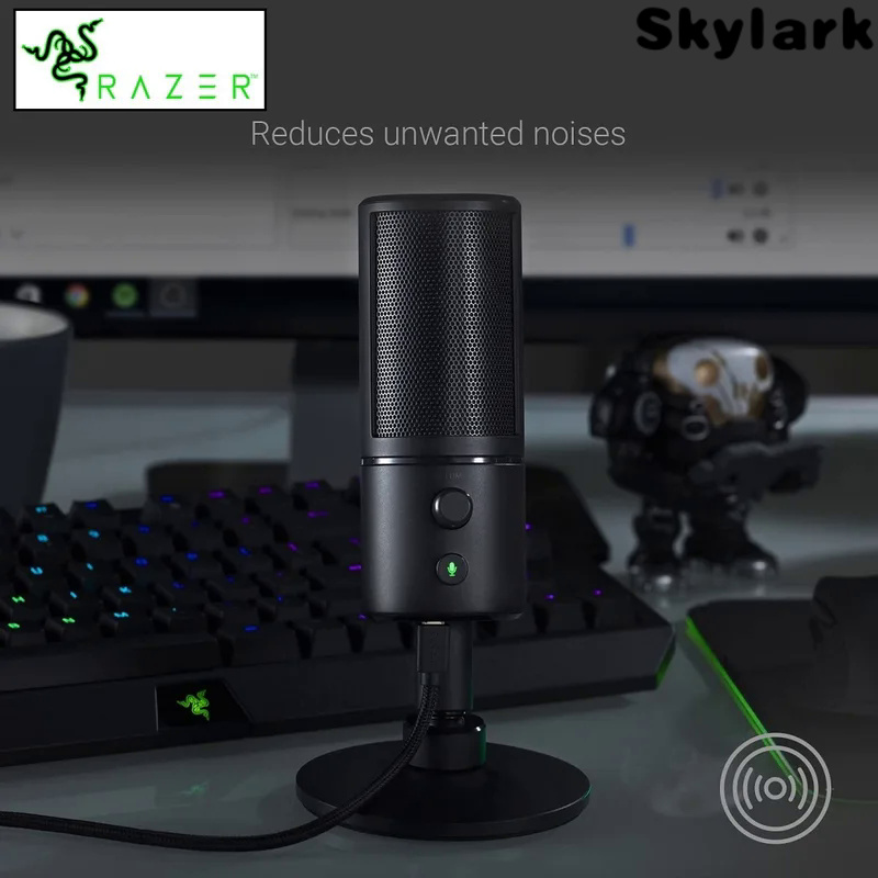 High Sound Quality Razer Seiren X USB Streaming Microphone Built-In Shock Mount Supercardiod Pick-Up Pattern - Anodized Aluminum