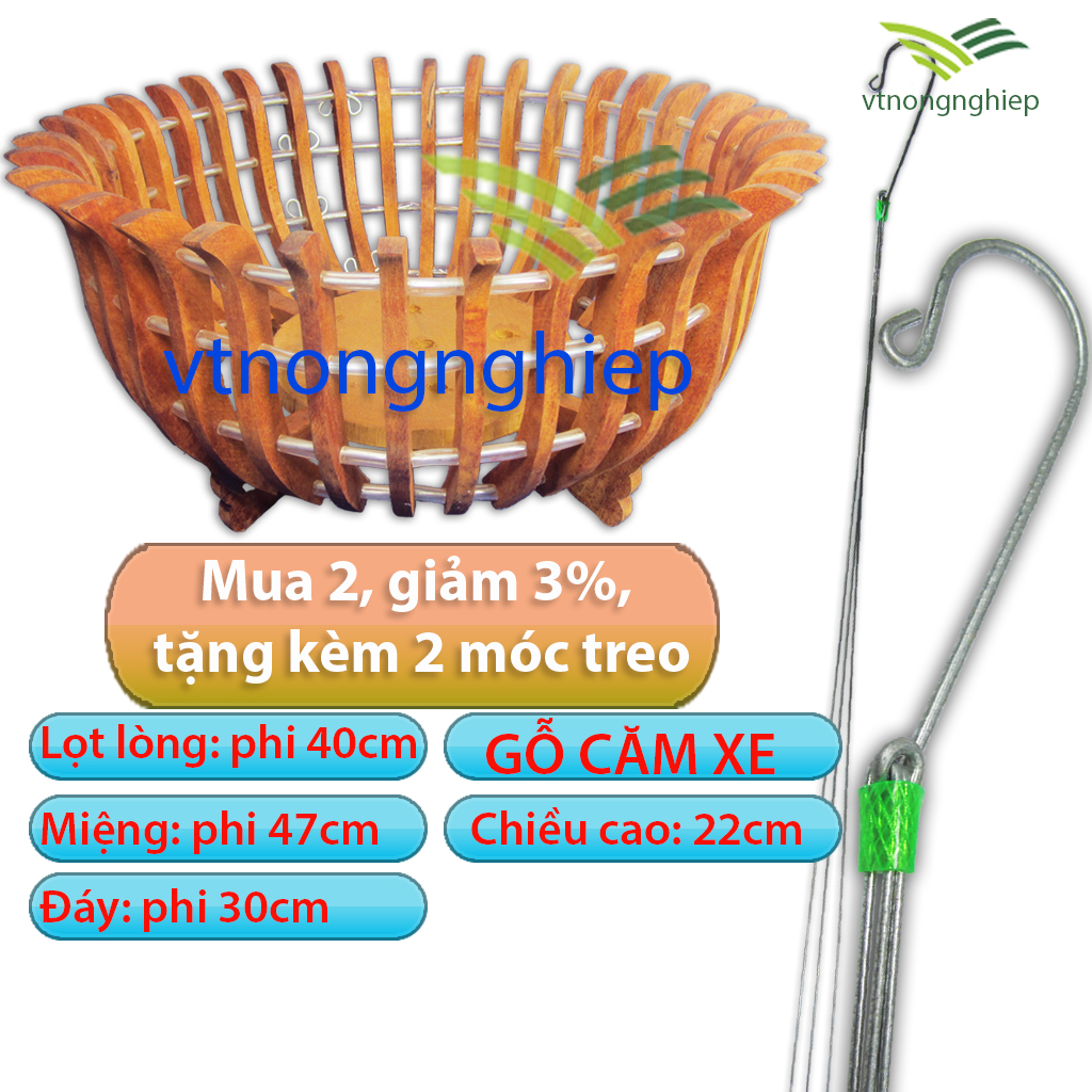 Chậu gỗ trồng lan phi 47cm, gỗ căm xe, mẫu sen, đường kính lọt lòng 40cm, chậu trồng hoa lan bằng gỗ đẹp, bền, giữ ẩm tốt- vtnongnghiep