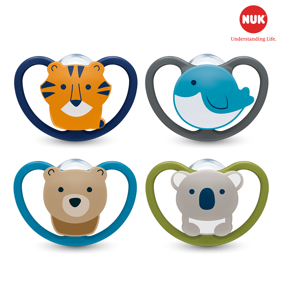 [THANH LÝ]Bộ 2 Ti Gỉa Nuk Space Silicon 0-6M Và 6-18M-Hàng Chính Hãng