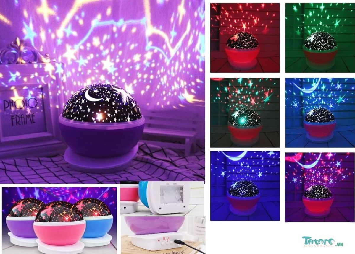 Đèn chiếu sao, đèn trang trí, đèn ngủ tự xoay 360 độ Master pro, trang trí phòng lộng lẫy như bar, ánh sáng 7 dải màu, tiết kiệm điện, nhỏ gọn tiện dụng. có nút bấm điều khiển.