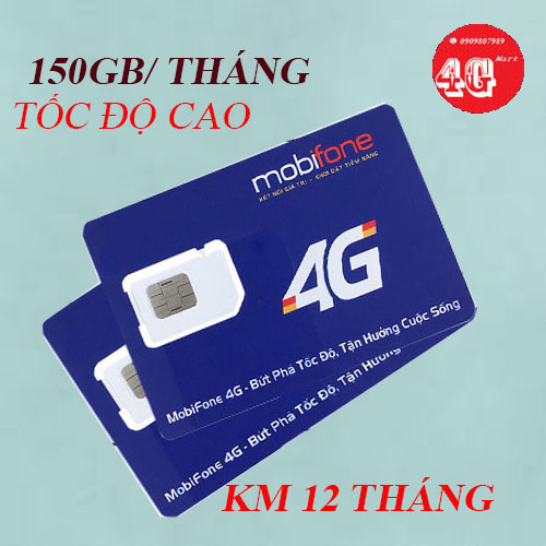 Sim 4g mobifone có 150gb/tháng tốc độ cao mdt150a