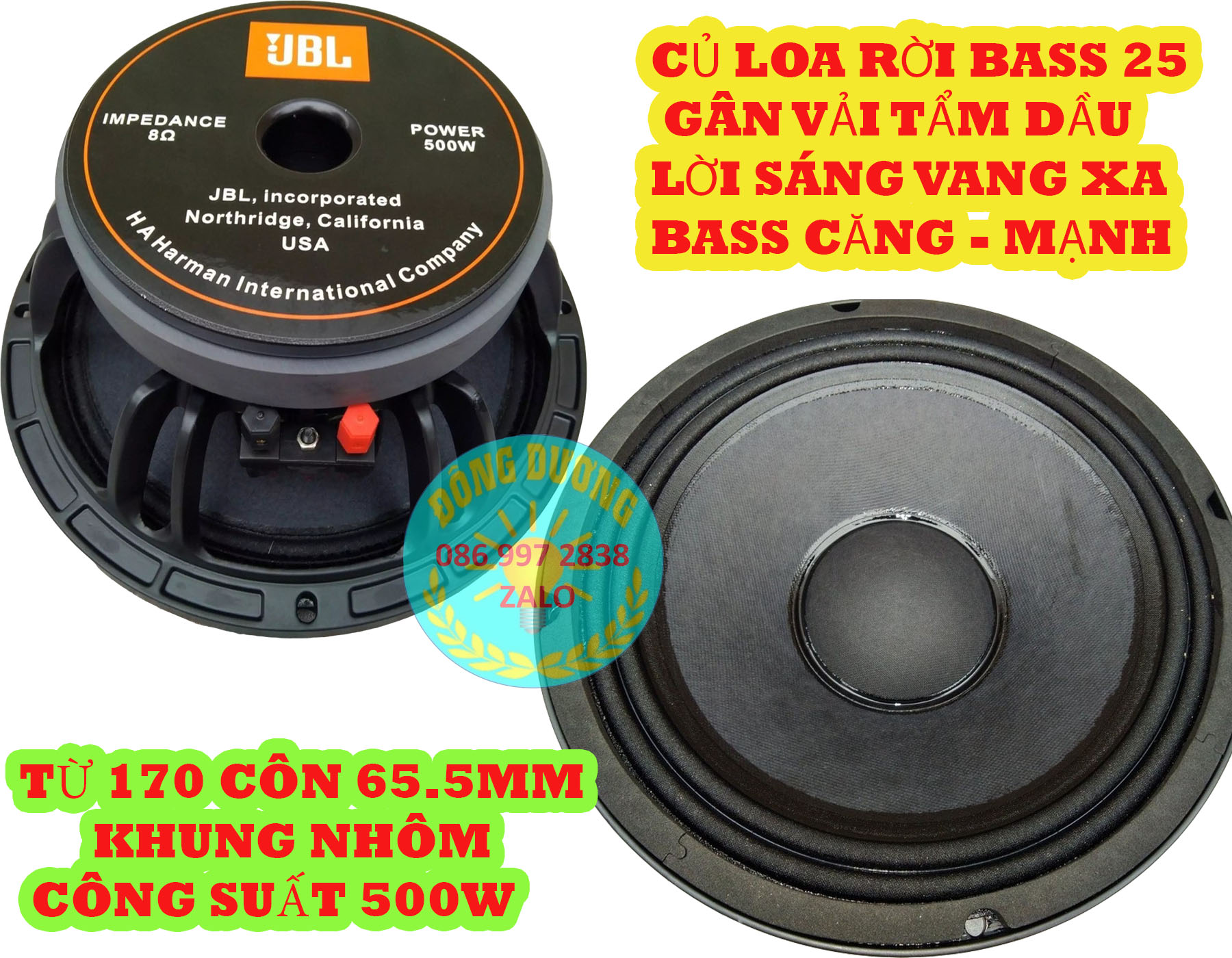 LOA BASS 25 JBLCHINA TỪ 170 COIL 65 - XƯƠNG NHÔM - GIÁ MỘT LOA