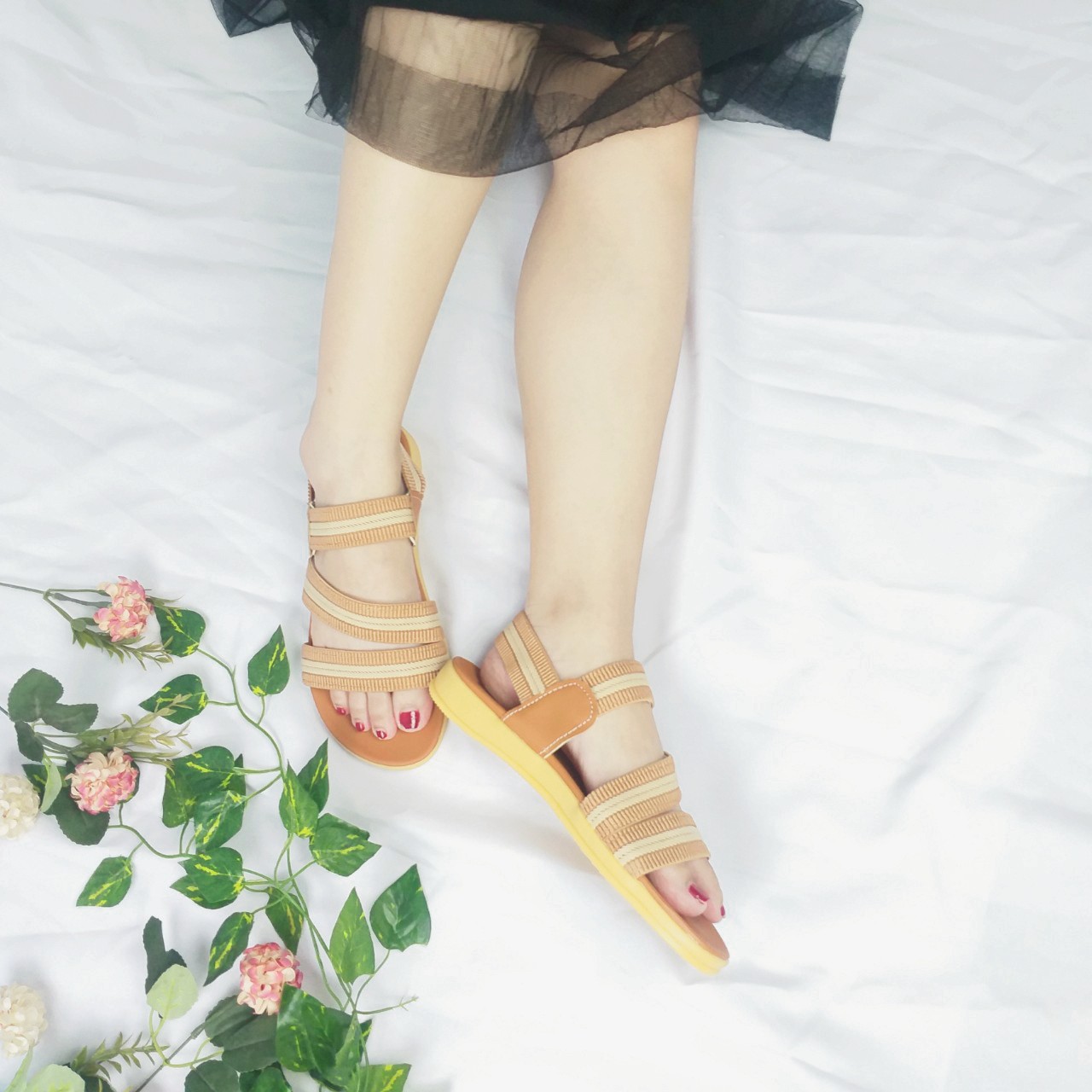 Giày sandal nữ đi học - FreeShip - Giày sandal nữ đi học quai hậu, đế nhựa PU cao 2p mang đi làm đi học đi chơi -TB4QUAI