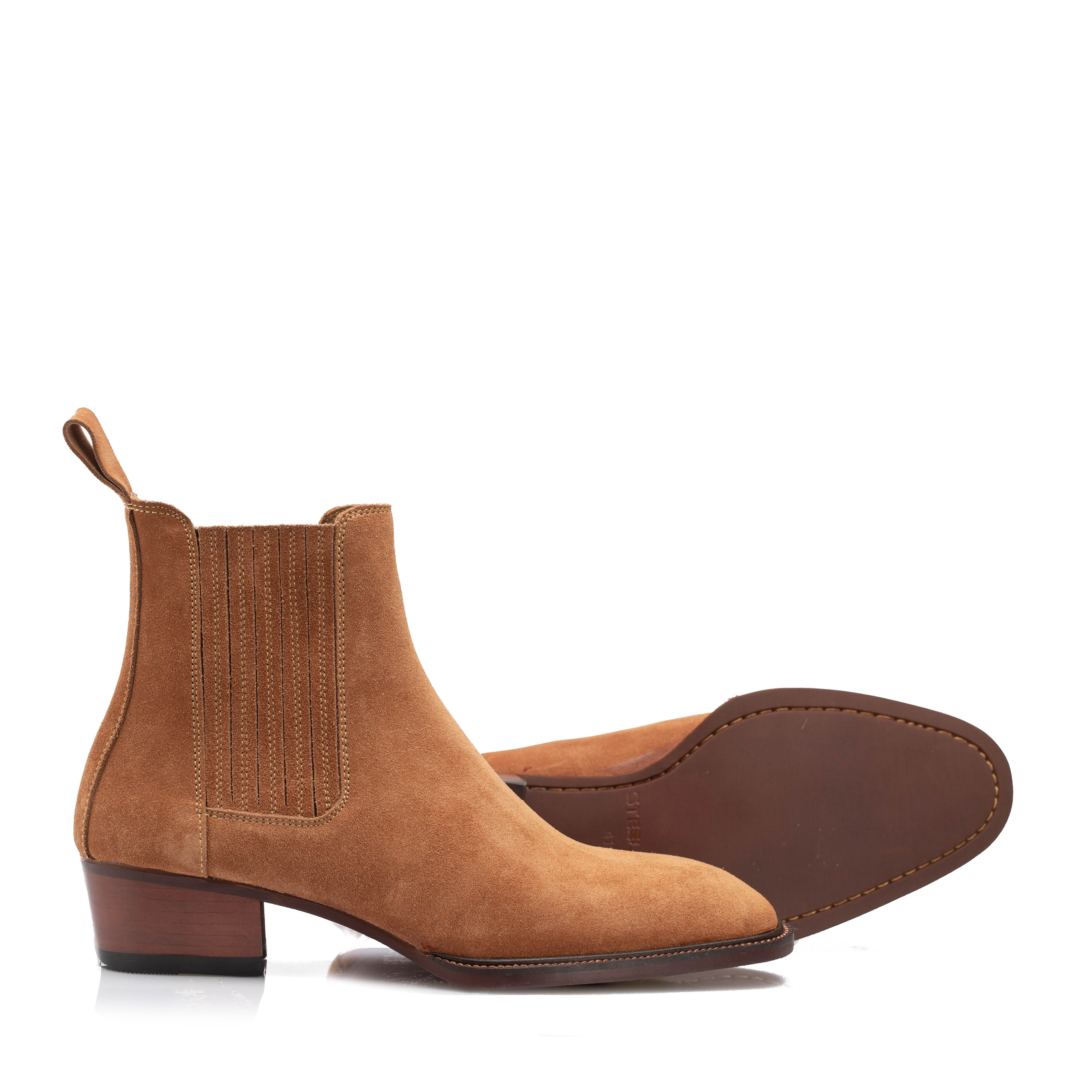 •giày boot nam da bò sáp cao cấp cổ cao. • cowboy tobacco chelsea boots - steeler, đế khâu, phong cách workwear.