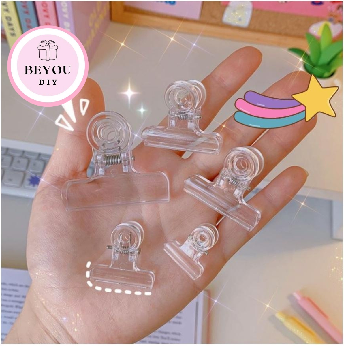 Kẹp Giấy Trong Suốt, Kẹp Tài Liệu Cute, Kẹp Giấy Note Dễ Thương - BEYOU