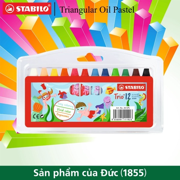 Bút sáp dầu stabilo trio oil pastel vỉ 12 màu