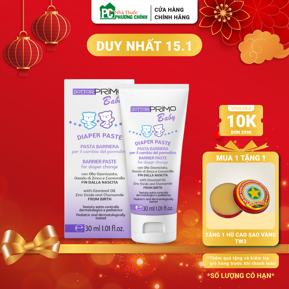 Kem Chống Hăm Cho Bé Dottorprimo Baby Diaper Paste (Tuýp 30ml)