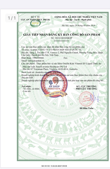 Vitamin D3 Ostelin xi lanh hàng chính hãng Úc