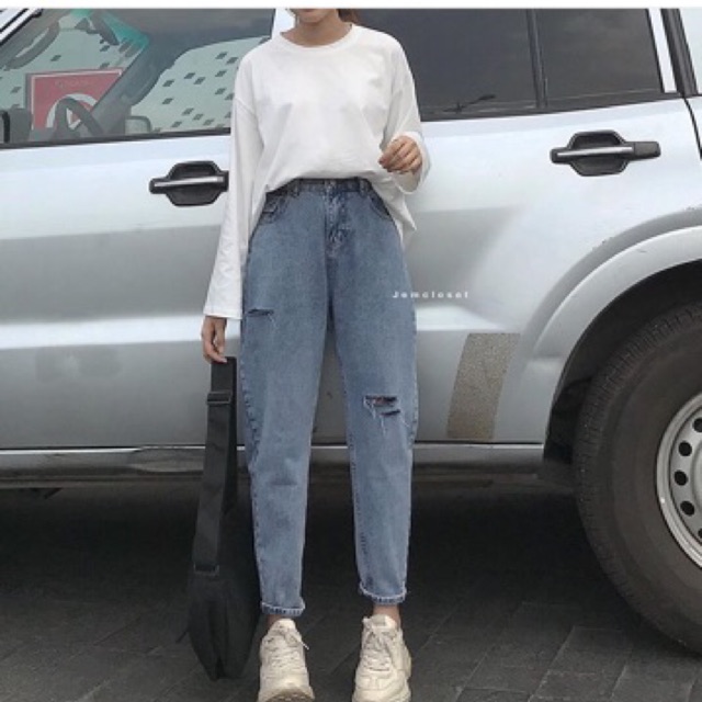 ☀️ Baggy jeans lưng cao rách 2pt, chất iệu tốt, bền màu, mang lại cảm giác thoải mái cho người mặc, cam kết sản phẩm như hinh